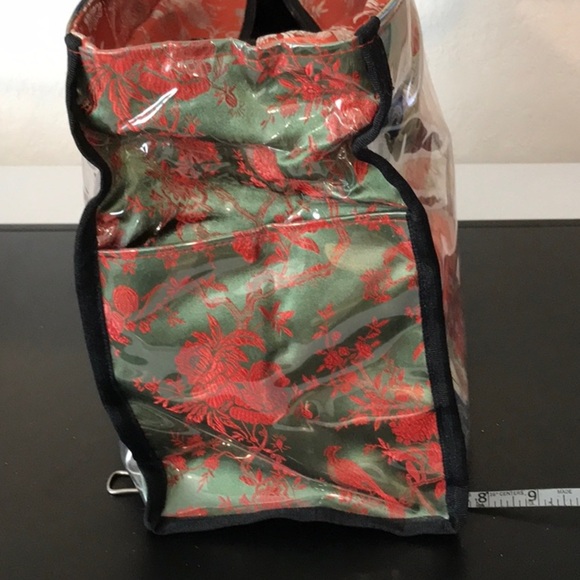 Huge Asian Jewel Tone Purse/Tote Chinoiserie Big Structured Plastic Outer Lining - Picture 8 of 16